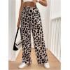 imageMakeMeChic Womens Leopard Print Pants Elastic Waist Lounge Pants Wide Leg Loose Long Pajama PantsMulticolor