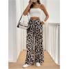 imageMakeMeChic Womens Leopard Print Pants Elastic Waist Lounge Pants Wide Leg Loose Long Pajama PantsMulticolor