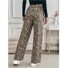 imageMakeMeChic Womens Leopard Print Pants Elastic Waist Lounge Pants Wide Leg Loose Long Pajama PantsMulticolor a