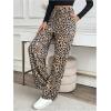 imageMakeMeChic Womens Leopard Print Pants Elastic Waist Lounge Pants Wide Leg Loose Long Pajama PantsMulticolor a