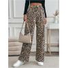 imageMakeMeChic Womens Leopard Print Pants Elastic Waist Lounge Pants Wide Leg Loose Long Pajama PantsMulticolor a