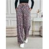 imageMakeMeChic Womens Leopard Print Pants Elastic Waist Lounge Pants Wide Leg Loose Long Pajama PantsPink