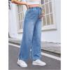 imageMakeMeChic Womens Maternity Denim Pants Elastic Waist Drawstring Wide Leg Baggy Pregnancy Jeans with PocketsLight Wash