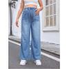 imageMakeMeChic Womens Maternity Denim Pants Elastic Waist Drawstring Wide Leg Baggy Pregnancy Jeans with PocketsLight Wash