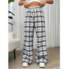 imageMakeMeChic Womens Plaid Pants Elastic Waist Wide Leg Loose Casual TrousersBlack and White