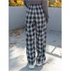 imageMakeMeChic Womens Plaid Pants Elastic Waist Wide Leg Loose Casual TrousersMulticolor a