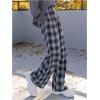 imageMakeMeChic Womens Plaid Pants Elastic Waist Wide Leg Loose Casual TrousersMulticolor a