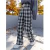 imageMakeMeChic Womens Plaid Pants Elastic Waist Wide Leg Loose Casual TrousersMulticolor a