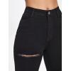 imageMakeMeChic Womens Ripped Skinny Jeans Casual High Waisted Distressed Stretch Denim PantsB Black