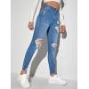 imageMakeMeChic Womens Ripped Skinny Jeans Casual High Waisted Distressed Stretch Denim PantsBlue a