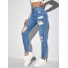 imageMakeMeChic Womens Ripped Skinny Jeans Casual High Waisted Distressed Stretch Denim PantsBlue a