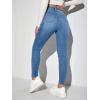 imageMakeMeChic Womens Ripped Skinny Jeans Casual High Waisted Distressed Stretch Denim PantsBlue a