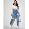 imageMakeMeChic Womens Ripped Skinny Jeans Casual High Waisted Distressed Stretch Denim PantsBlue a