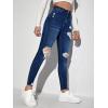 imageMakeMeChic Womens Ripped Skinny Jeans Casual High Waisted Distressed Stretch Denim PantsDark Wash