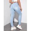 imageMakeMeChic Womens Ripped Skinny Jeans Casual High Waisted Distressed Stretch Denim PantsLight Wash
