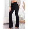 imageMakeMeChic Womens Y2K Denim Pants Bell Bottom Shirred Flare Skinny Y2K Jeans Trousers with PocketBlack