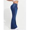 imageMakeMeChic Womens Y2K Denim Pants Bell Bottom Shirred Flare Skinny Y2K Jeans Trousers with PocketDark Wash