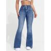 imageMakeMeChic Womens Y2K Denim Pants Bell Bottom Shirred Flare Skinny Y2K Jeans Trousers with PocketMedium Wash