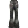 imageMakeMeChic Womens Bell Bottom Jeans Flare Jeans Embroidered Y2K High Waist PantsBlack