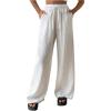 imageMakeMeChic Womens Casual Drawstring Pants Elastic High Waist Loose Baggy Wide Leg PantsWhite