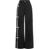imageMakeMeChic Womens Casual Elastic Waist Wide Leg Button Straight Loose Pants Palazzo TrousersBlack