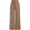 imageMakeMeChic Womens Casual Elastic Waist Wide Leg Button Straight Loose Pants Palazzo TrousersKhaki