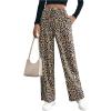 imageMakeMeChic Womens Leopard Print Pants Elastic Waist Lounge Pants Wide Leg Loose Long Pajama PantsMulticolor a