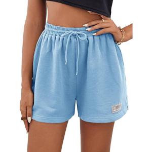 imageMakeMeChic Womens Casual Drawstring Waist Sweat Shorts Running Track ShortsBlue