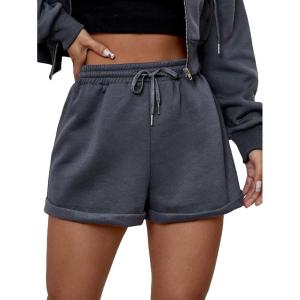 imageMakeMeChic Womens Casual Drawstring Waist Sweat Shorts Running Track ShortsDark Grey