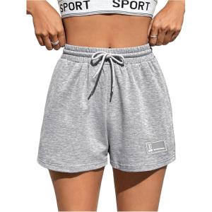 imageMakeMeChic Womens Casual Drawstring Waist Sweat Shorts Running Track ShortsGrey