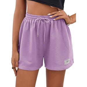 imageMakeMeChic Womens Casual Drawstring Waist Sweat Shorts Running Track ShortsLilac Purple