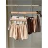 imageMakeMeChic Womens 3 Pack Linen Shorts Summer Comfy Sleep Pajama Boxer ShortsApricot Brown White