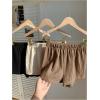 imageMakeMeChic Womens 3 Pack Linen Shorts Summer Comfy Sleep Pajama Boxer ShortsBlack Brown Apricot
