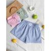 imageMakeMeChic Womens 3 Pack Linen Shorts Summer Comfy Sleep Pajama Boxer ShortsPink Blue Green