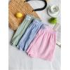 imageMakeMeChic Womens 3 Pack Linen Shorts Summer Comfy Sleep Pajama Boxer ShortsPink Blue Green