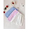 imageMakeMeChic Womens 3 Pack Linen Shorts Summer Comfy Sleep Pajama Boxer ShortsPink Blue White