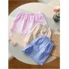 imageMakeMeChic Womens 3 Pack Linen Shorts Summer Comfy Sleep Pajama Boxer ShortsPink Blue White