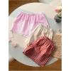 imageMakeMeChic Womens 3 Pack Linen Shorts Summer Comfy Sleep Pajama Boxer ShortsPink White Red