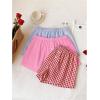 imageMakeMeChic Womens 3 Pack Linen Shorts Summer Comfy Sleep Pajama Boxer ShortsRed Pink Blue
