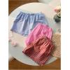 imageMakeMeChic Womens 3 Pack Linen Shorts Summer Comfy Sleep Pajama Boxer ShortsRed Pink Blue
