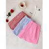 imageMakeMeChic Womens 3 Pack Linen Shorts Summer Comfy Sleep Pajama Boxer ShortsRed Pink Blue
