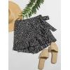 imageMakeMeChic Womens Boho Floral Print Elastic Waist Ruffle Wrap Tie Skorts Skirt SkortsA White and Black