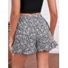 imageMakeMeChic Womens Boho Floral Print Elastic Waist Ruffle Wrap Tie Skorts Skirt SkortsBlack Ditsy Floral