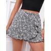imageMakeMeChic Womens Boho Floral Print Elastic Waist Ruffle Wrap Tie Skorts Skirt SkortsBlack Ditsy Floral