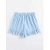 imageMakeMeChic Womens Boho Floral Print Elastic Waist Ruffle Wrap Tie Skorts Skirt SkortsBlue