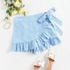 imageMakeMeChic Womens Boho Floral Print Elastic Waist Ruffle Wrap Tie Skorts Skirt SkortsBlue