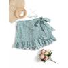 imageMakeMeChic Womens Boho Floral Print Elastic Waist Ruffle Wrap Tie Skorts Skirt SkortsMint Green