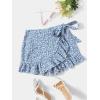 imageMakeMeChic Womens Boho Floral Print Elastic Waist Ruffle Wrap Tie Skorts Skirt SkortsMulti Blue