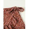 imageMakeMeChic Womens Boho Floral Print Elastic Waist Ruffle Wrap Tie Skorts Skirt SkortsMulti Rust Brown