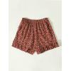 imageMakeMeChic Womens Boho Floral Print Elastic Waist Ruffle Wrap Tie Skorts Skirt SkortsMulti Rust Brown